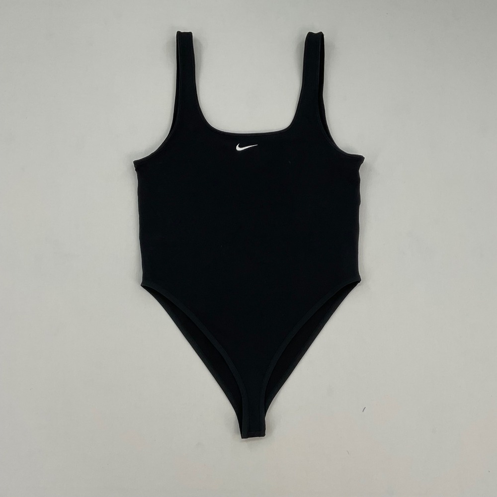 Nike‎ Sportswear Essential Bodysuit Black Ribbed Scoop Neck Swoosh size M